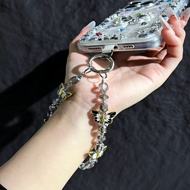 Phone Accessory Bundles & Sets Mobile Phone Chain Crystal Beaded Chain Butterfly Flower High End Women's Handmade Short Chain NIS Style Bag Versatile_voghion.com