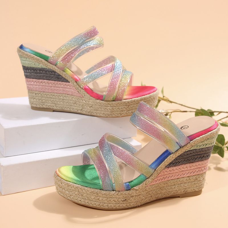 Scarpe da donna Primavera Nuove Altre Ciabatte Zeppe Tacchi alti colorati Sandali con tacco alto in gomma colorata_voghion.com