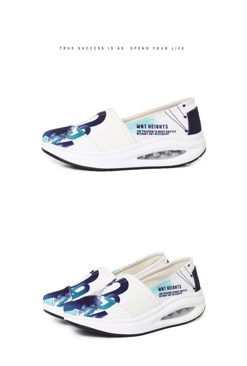 Neuer Casual-Stil, ein Fuß dicke Sohle mit Luftkissen-Canvas-Muster für Damen-Lazy-Schuhe_voghion.com
