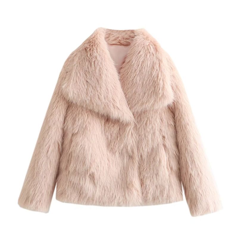 Dammekleeder 2024 Fréijoer nei Stroossemode locker Pelzreversjacket A14001_voghion.com