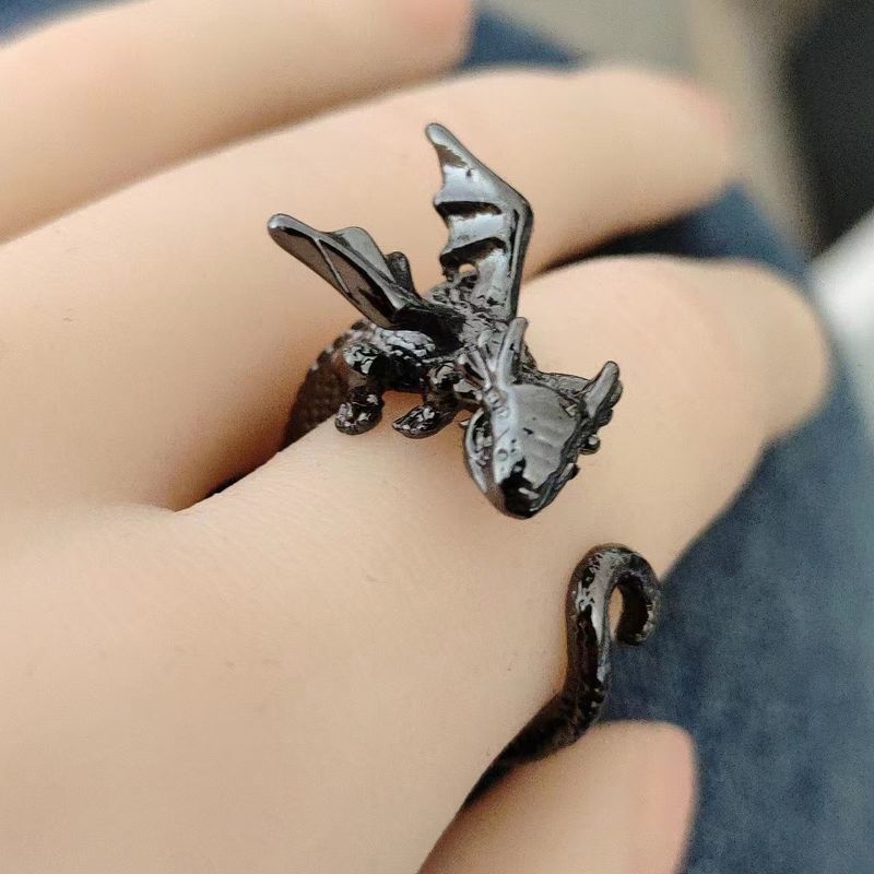 Flying Dragon Animal Shaped Cute Ring, Female Fashion Personality, High Sense, Small And Unique Design, Cold Wind Index_voghion.com