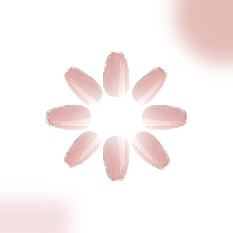 Kurze, glänzende, ovale, glitzernde French-Wear-Maniküre, schlicht, elegant, passend zu allen Ins, sanfte Abnutzung der Nägel, 24 Stück_voghion.com