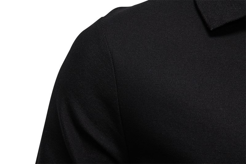 Polo à manches longues et revers pour homme, couleur unie, décontracté, polyvalent, de haute qualité, collection automne 2025_voghion.com