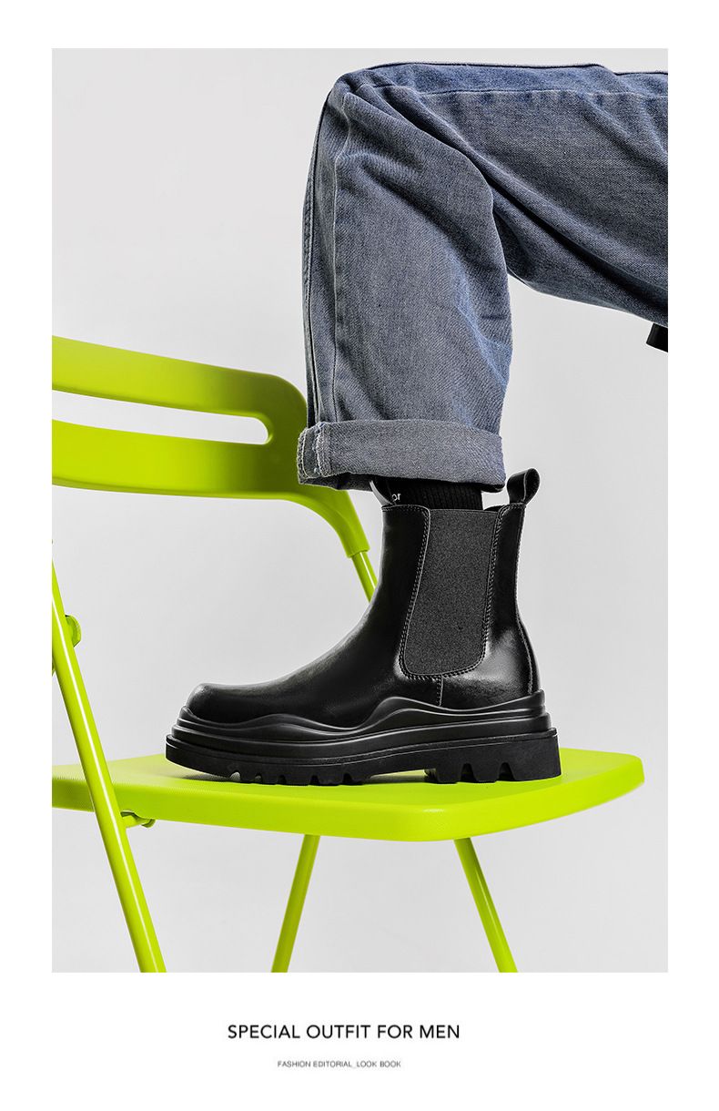 Herrenschuhe Stiefel Mid-Tube-Stiefel trendige Mode Herrenstiefel_voghion.com