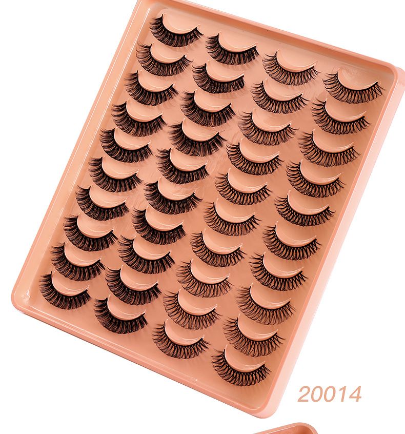 Falsche Wimpern Neue Chemiefaser-Falsche Wimpern Einteilig 20 Paare Gemischte Russian Curl D-Kurve Natürlich Dicke Simulationswimpern_voghion.com