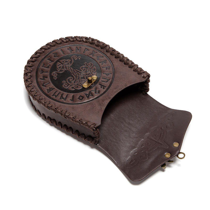 Mittelalterlicher Gürtel im Wikingerstil, Münzgeldbörse, Ritter-Retro-Gürteltasche mit Prägung_voghion.com