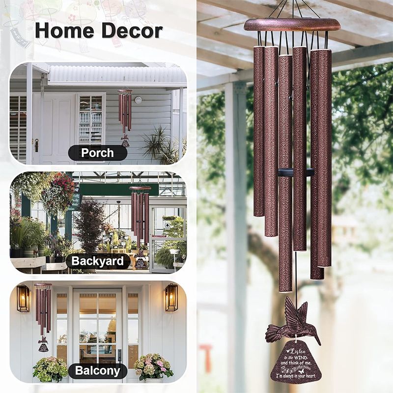 Hummingbird 32inch Wind Chime Garden Courtyard Balcony Hanging Decoration Metal_voghion.com