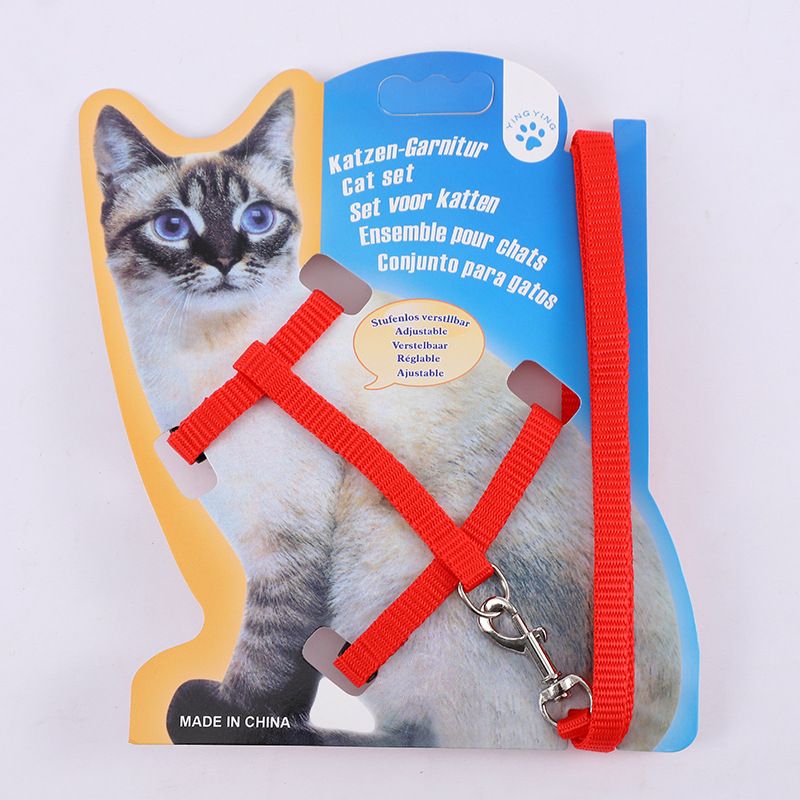 Pet I-Shaped Walking Chain Chest Harness Cat Small Dog Leash_voghion.com