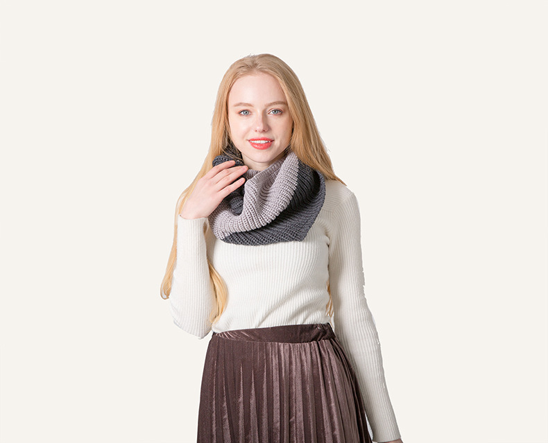 Écharpe chaude en laine tricotée pour femme, bleue et verte._voghion.com