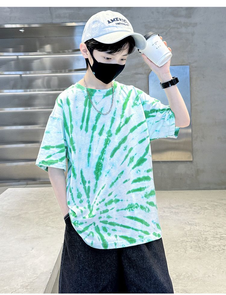 Nueva camiseta de manga corta para niño: camiseta de verano de algodón suave con estampado moderno, cuello redondo transpirable para niños (120-170 cm) - Rosa/Blanco_voghion.com
