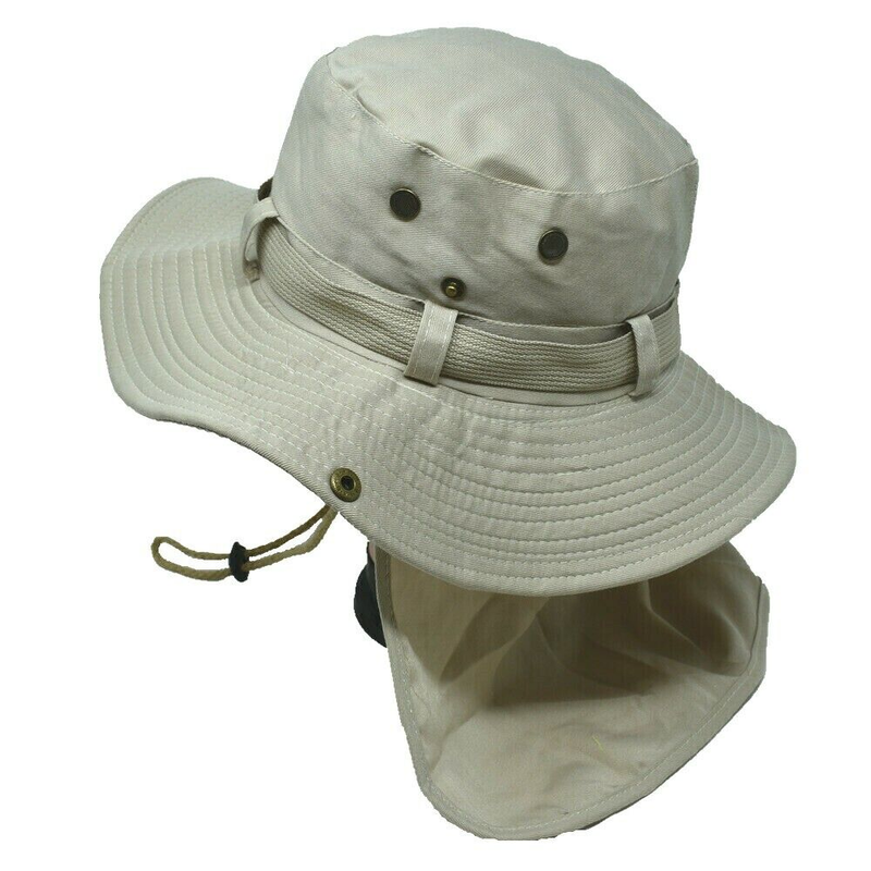 Men's and Women's Bucket Boonie Hat Neck Flap Cover Sun Wide Edge Fishing Hiking Hat_voghion.com