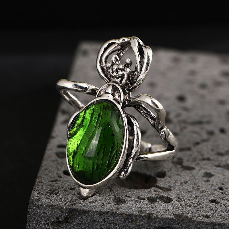 Unique Spider Punk Design Sense Inlaid Diamond Trendy Couple Style Hand Irregular Ring_voghion.com