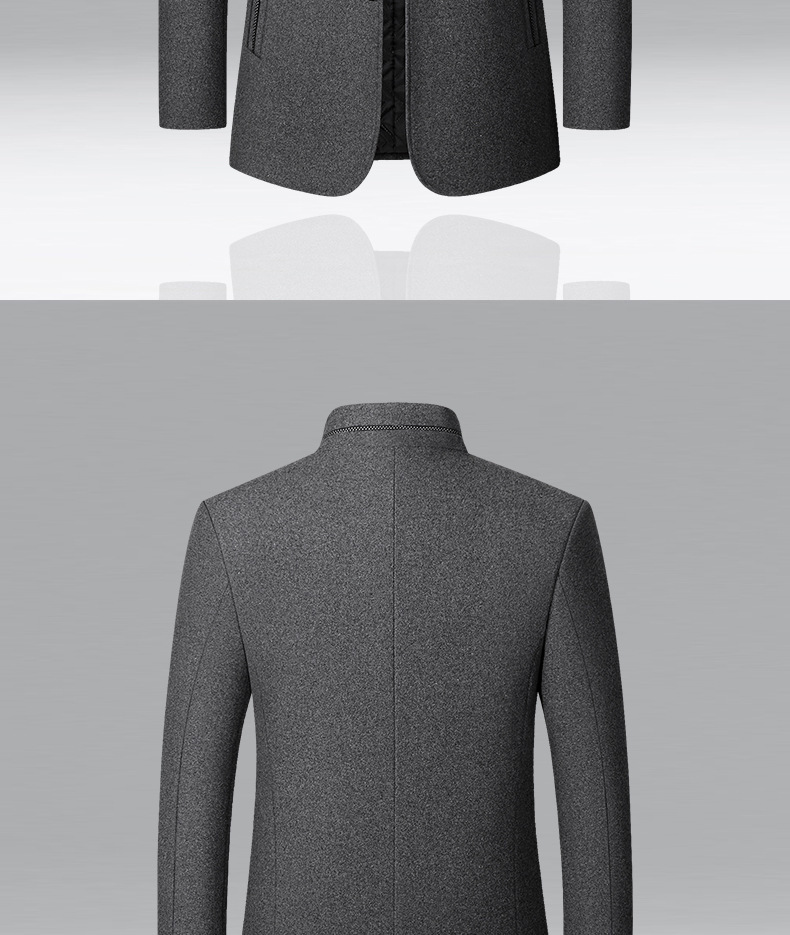 Men's Woolen Jacket Men's Mao Suit Stand-up Collar Middle-aged Men's 2025 Autumn And Winter Woolen Men's Jacket_voghion.com