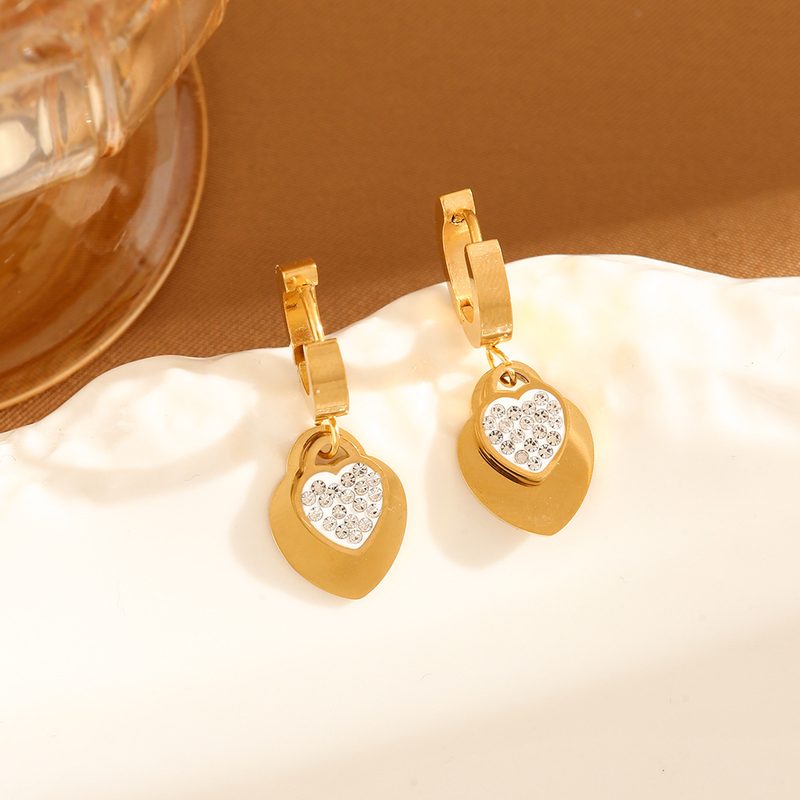 Edelstahl-Ohrringe mit vierblättrigem Kleeblatt, Charm, feine Mode, Hochzeiten, Trendsetter, Herzform, Damenschmuck, Geschenke_voghion.com