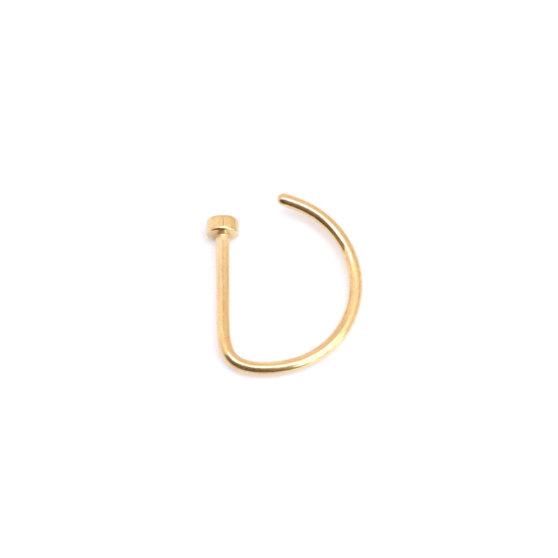 D-shaped nose ring stainless steel non piercing punk style plated k gold nose nail lip ring piercing jewelry with a sense of luxury niche_voghion.com