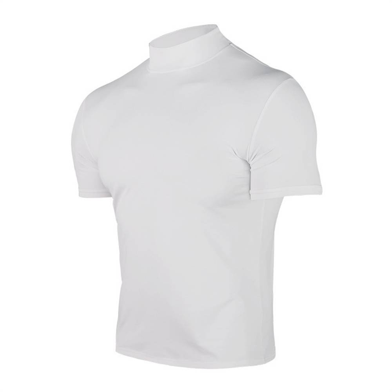 Summer 2025 European-Amecian Fashion Top Tee Men's Half High Collar Pure Color Short Sleeve Skinny T-Shirt S-3XL_voghion.com