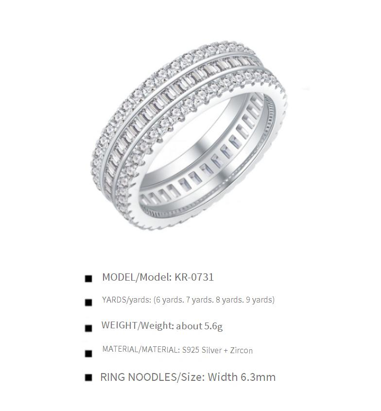 Set di gioielli da donna, moda, in argento 925, con tre file di diamanti, anello per indice, anello di lusso da donna_voghion.com