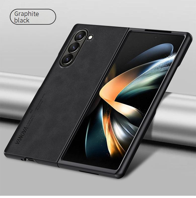 Phone Case & Covers Suitable For Samsung Z Flip6 Sheepskin Folding Screen Mobile Phone Case Fold4 Leather Grain Matte Flip3 Protective Cover W20_voghion.com