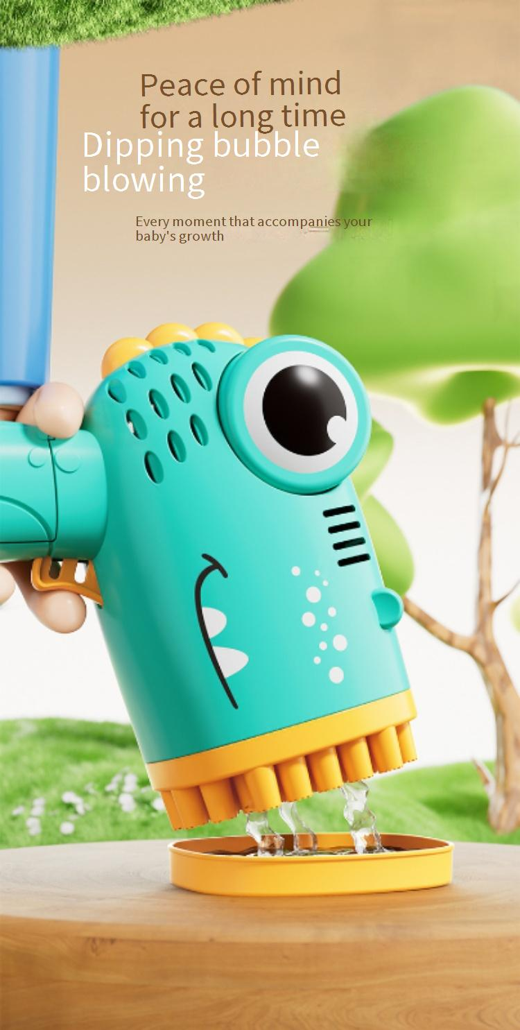 Pistola de burbujas de dinosaurio con 40 agujeros - Pistola de burbujas eléctrica automática para niños (máquina de burbujas portátil)_voghion.com