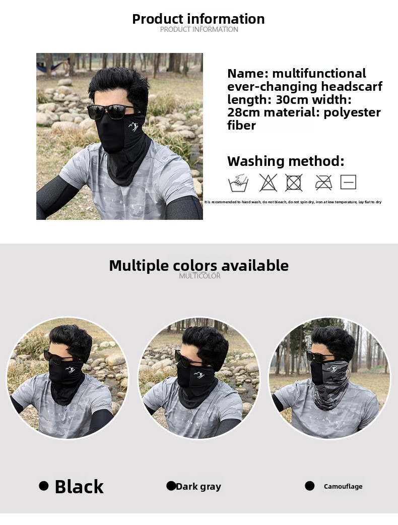 Men's Ice Silk UV Protection Arm Sleeves - Multi-Functional For Cycling & Outdoor Sports (Summer Essential With Face Cover)_voghion.com