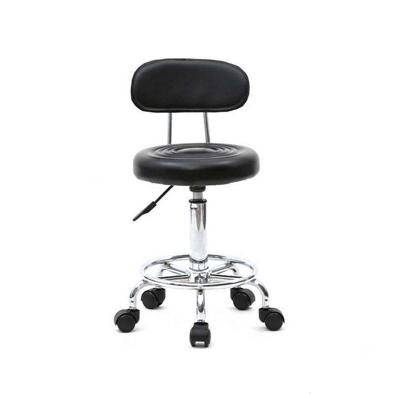 Verstellbarer Salonhocker in runder Form mit Rückenlehne und Linie in Schwarz_voghion.com