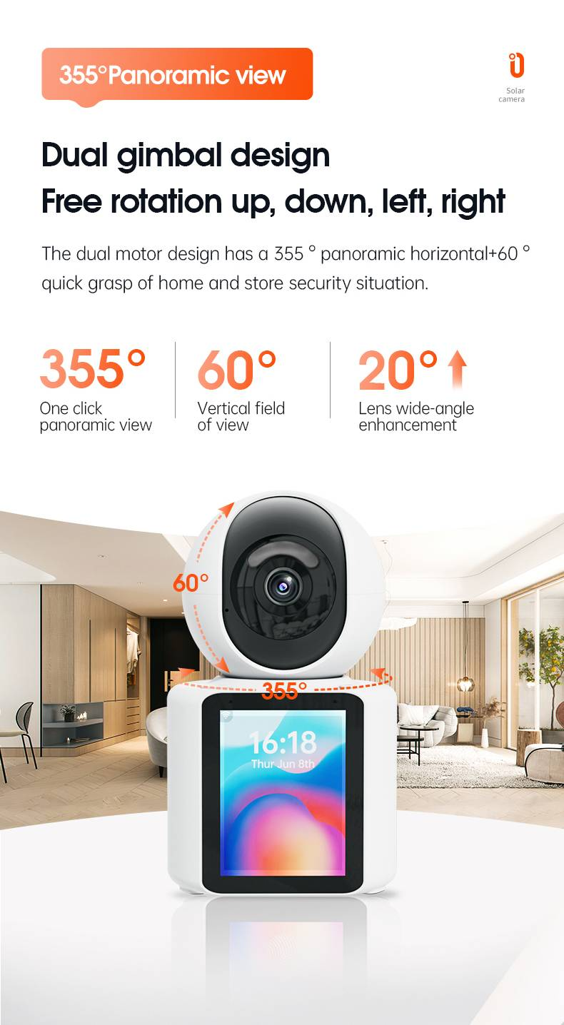 Smart Surveillance Camera With Visual Two-way Video Call, One-touch Call, Screen-equipped Home Baby Monitor_voghion.com