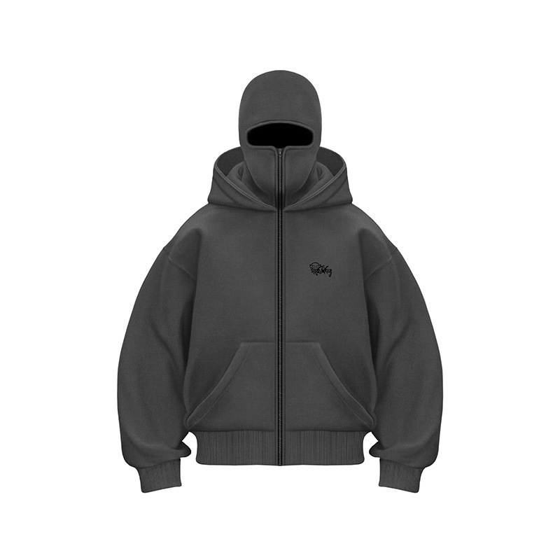 ins Trendy Brand Sweatshirt Fleece Double Hat Design Hooded Sweatshirt Autumn And Winter New Loose Y2K Sweatshirt For Men_voghion.com