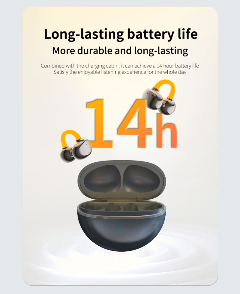 D3 Luminous Ear Clip Bluetooth Earphones Night Running Warning Fluorescent Light Orange Outdoor Safety Sports Wireless Dual Ear Open Type_voghion.com