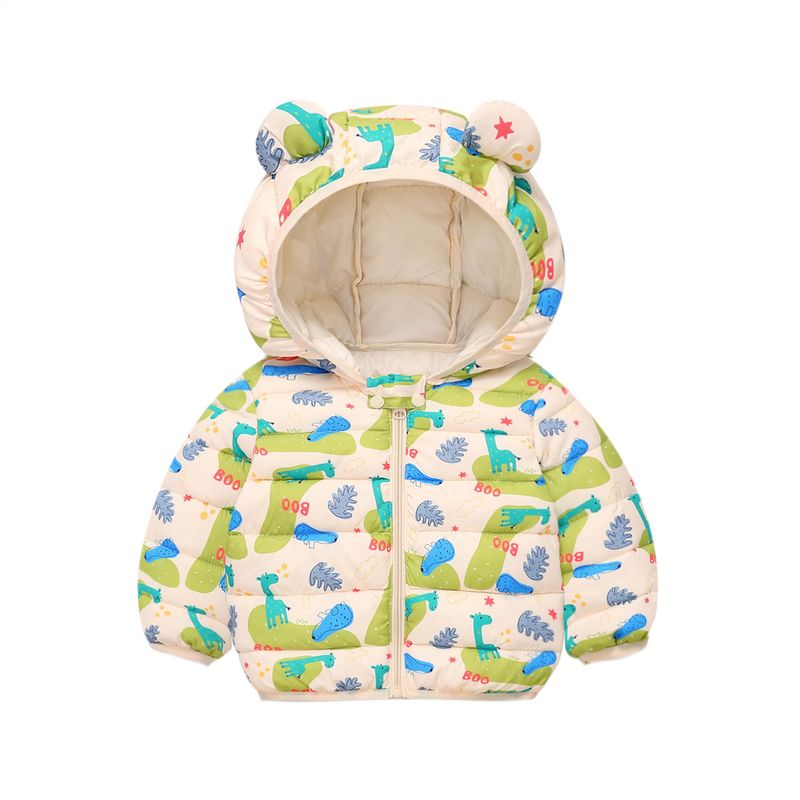 Giacca invernale per bambini con orecchie di animali - Cappotto imbottito leggero per bambini e bambine, morbido capospalla con cappuccio in poliestere per neonati e bambini piccoli (80-120 cm)_voghion.com