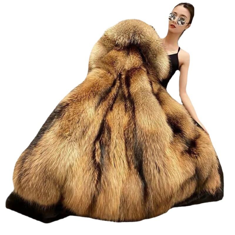 Eleganter, abnehmbarer Parka aus Kunstfuchspelz, lange Winterjacke mit Kapuze für Damen, warme, luxuriöse Oberbekleidung in Übergröße_voghion.com