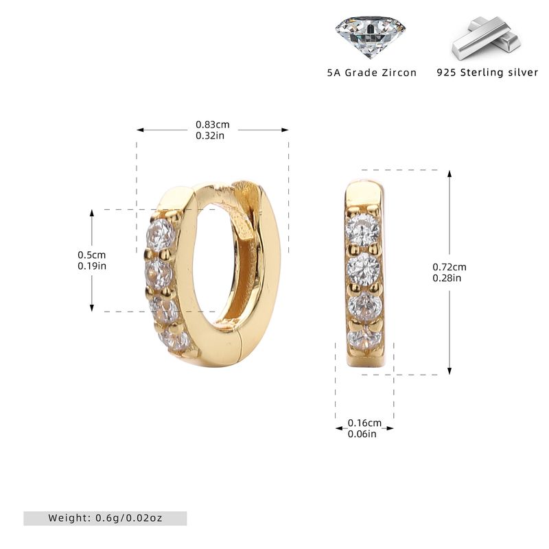 Damenschmuck, Sterlingsilber, mit Zirkonia besetzte Creolen – klassisches geometrisches Design, hypoallergen, Größen 5–9 mm, klassischer Ohrknochenverschluss_voghion.com