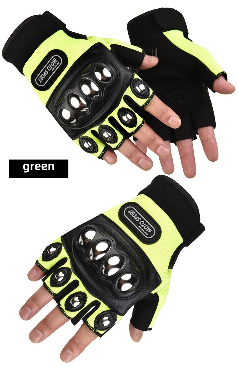 Taktiska handskar Motorcykel anti-fall rostfritt stål hårt skal halvfinger ridhandskar för män mountainbike ridutrustning handskar_voghion.com