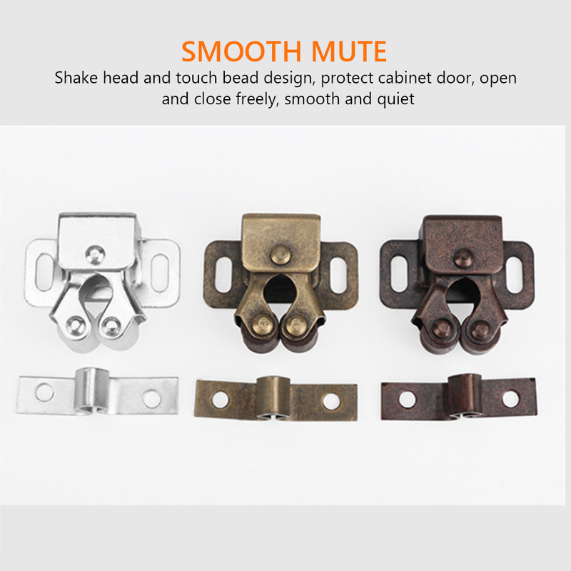 8pcs Cabinet Door Magnets Double Roller Catch Stop Latch Closer Damper Buffer With Screws Wardrobe Hardware Furniture Fittings_voghion.com