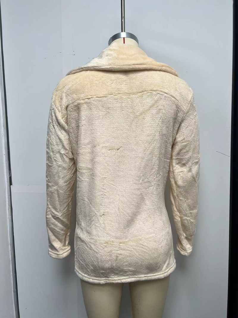 Women's Clothing Autumn and Winter Jacket Sexy Plush Lapel Slim Jacket_voghion.com