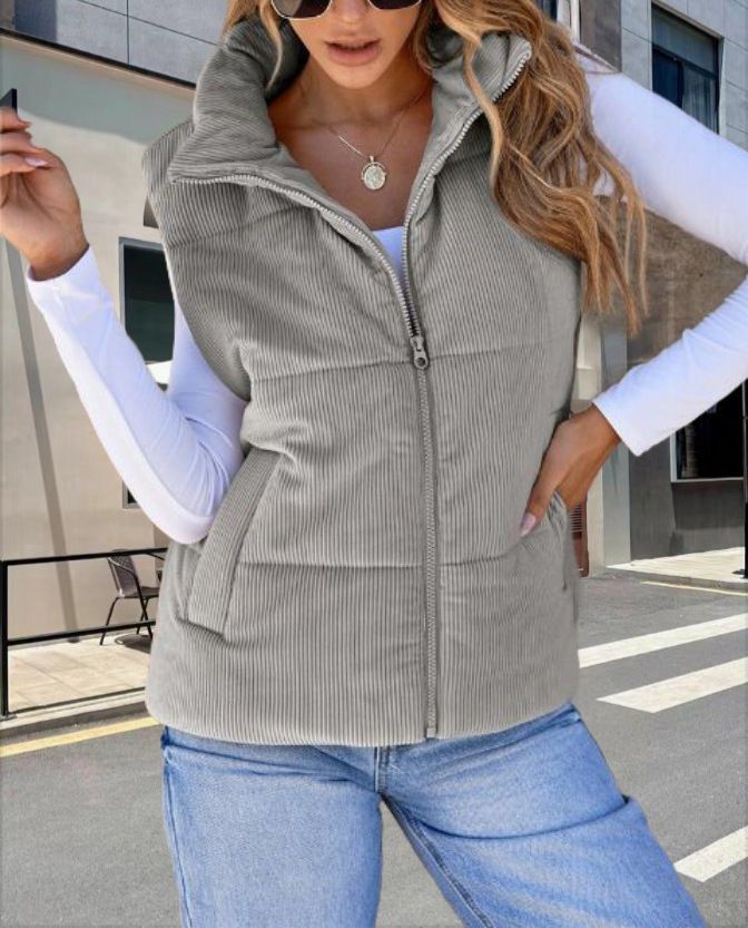 2025 Autumn Winter New TIMU Women's Solid Color Versatile Sleeveless Warm Vest Jacket_voghion.com