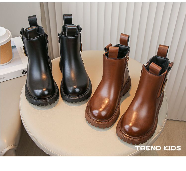 Chaussures pour enfants bottes Martin pour filles printemps et automne 2024 bottes courtes pour enfants de style britannique pour bébés filles bottes en cuir à semelle souple de style occidental_voghion.com