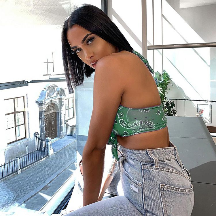 Fritidsjacka med grimma med sommarmodetryck för kvinnor_voghion.com