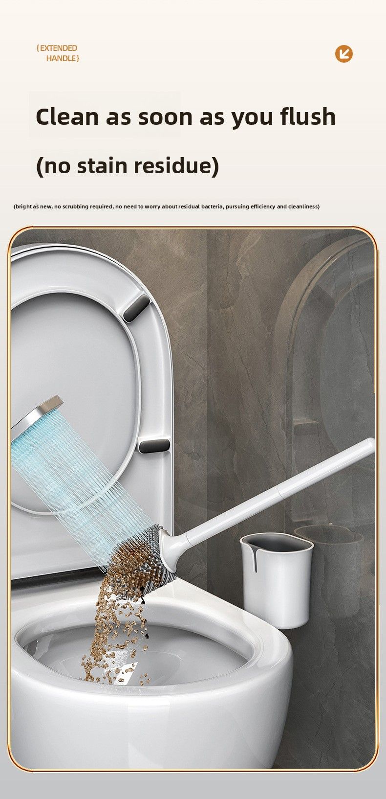 No Dead Angle Household No-Drill Toilet Brush Wall-Mounted Bathroom Silicone Set Cleaning Magic Tool_voghion.com