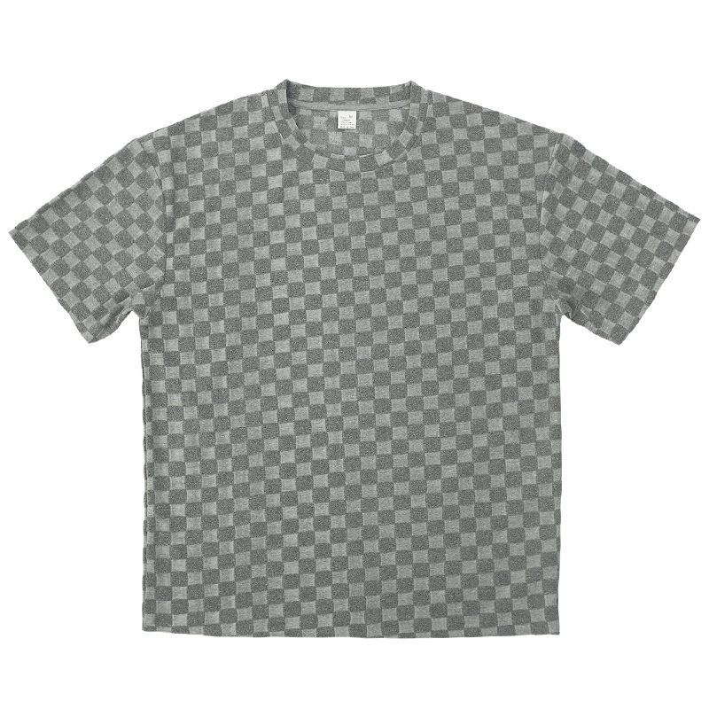 Man's clothing Men's summer jacquard check short sleeve T-shirt loose large size straight leg casual shorts set_voghion.com