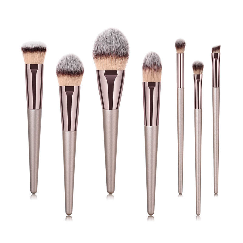 7 Stück Make-up-Pinsel, Make-up-Tools, Augen-Set, Lidschattenpinsel, Champagner-Gold, Kaffeeröhrenpinsel, GUJHUI_voghion.com