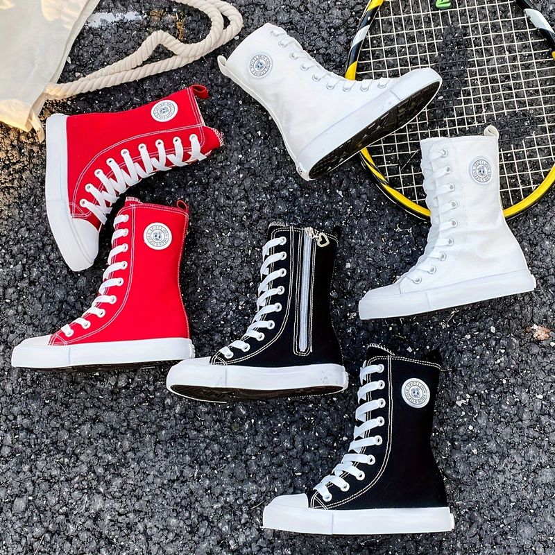 Trendy, solide High-Top-Skateschuhe für Unisex-Kinder mit seitlichem Reißverschluss, bequeme, rutschfeste Freizeit-Sneaker für Jungen und Mädchen_voghion.com