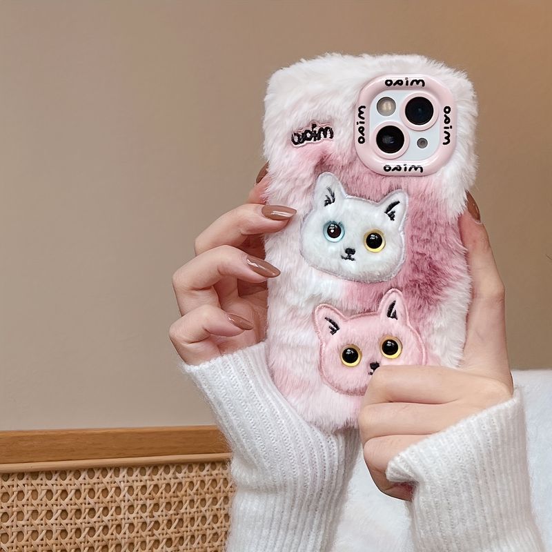 Head Plush Phone Case For 15 Pro Max/15 Pro/15/15Plus/14 Pro Max/14 Pro/14Plus/14/13 Pro Max/13 Pro/13/12 Pro Max/12 Pro/12 Cover_voghion.com