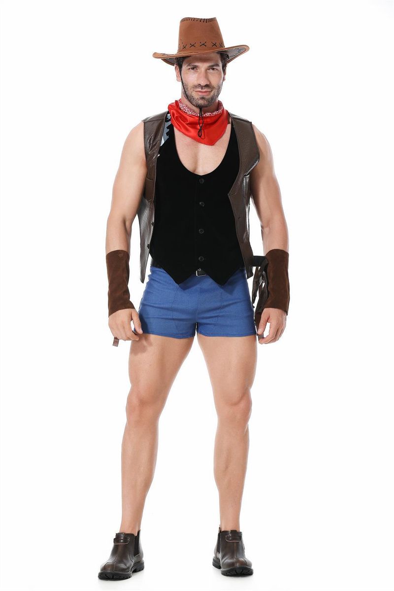 Nowy kostium na Halloween Western Cowboy dla mężczyzn dla dorosłych, do odgrywania ról w barze_voghion.com