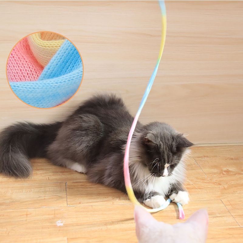 Bacchetta giocattolo per gatti con stampa fronte-retro, leggera e arcobaleno, colori intensi che attirano l'attenzione dei gatti._voghion.com