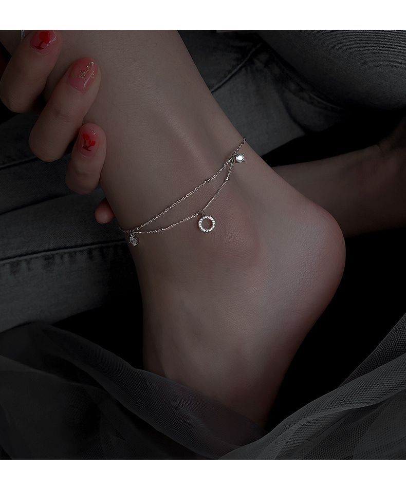 2025 Women's New Trend Double - Layer Geometric Circle Anklet - Simple Light Luxury Foot Jewelry_voghion.com