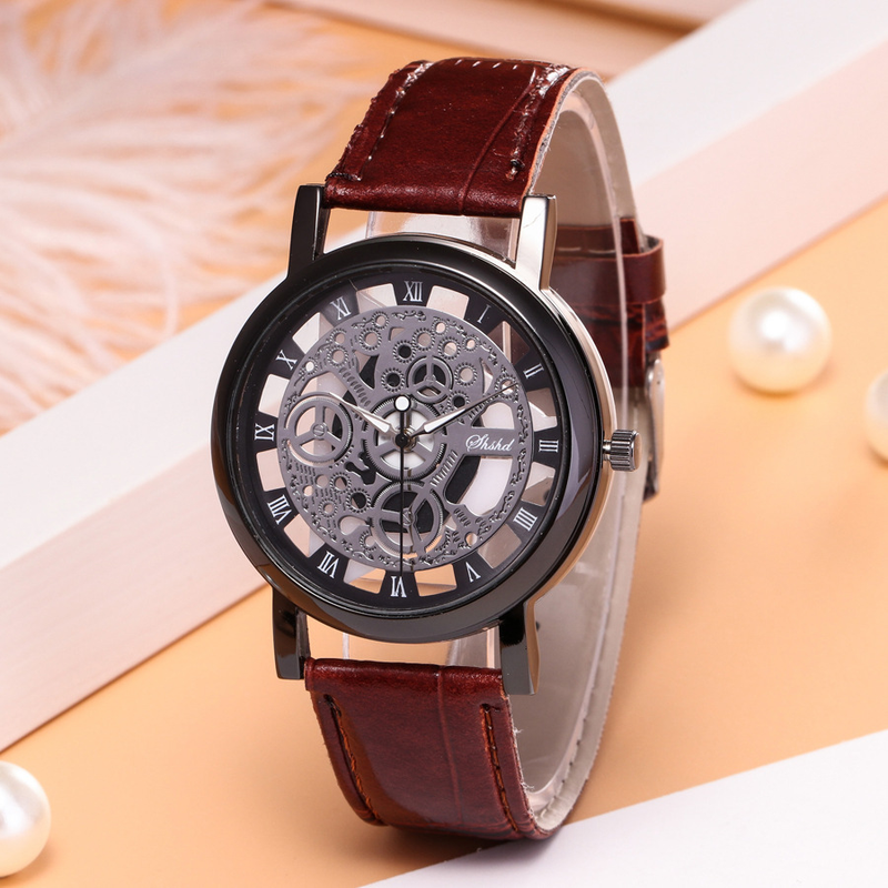 Orologio da uomo casual coreano, versione non meccanica, al quarzo, trasparente, bifacciale, cavo_voghion.com