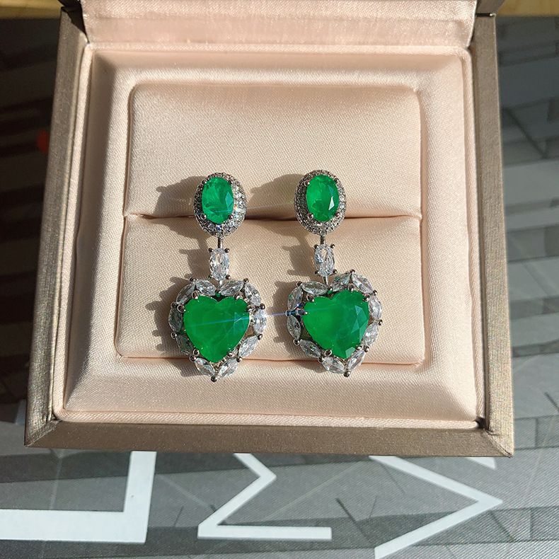 Love Paraiba Ohrringe, Prominente Simulation Smaragd Mikro Diamant Zirkon Ohrringe_voghion.com