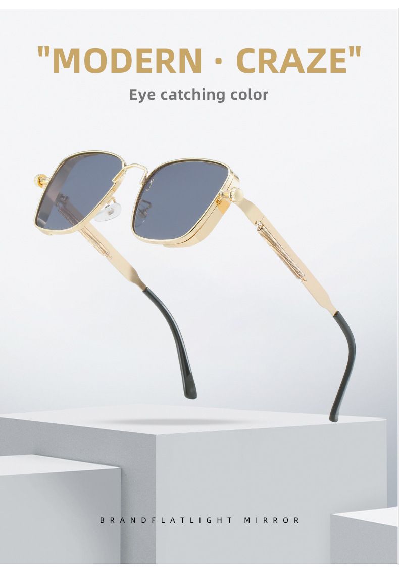 Summer New Metal Steampunk Sunglasses Men's Fashion Personalized Sunglasses European And American Retro Box Sunglasses_voghion.com