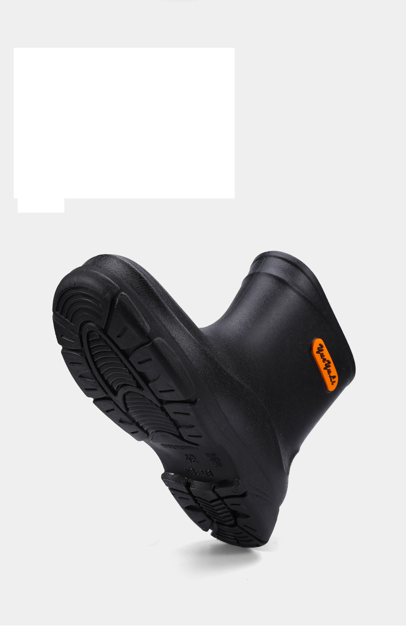 Sapatos masculinos novos da moda botas de chuva masculinas de cano médio, calçados de pesca à prova d'água para áreas externas, cozinha, trabalho, lavagem de carro, botas antiderrapantes para água_voghion.com