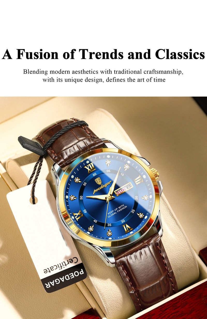 Orologio sportivo di lusso da uomo, impermeabile, luminoso, con data e settimana, al quarzo, in pelle di alta qualità._voghion.com